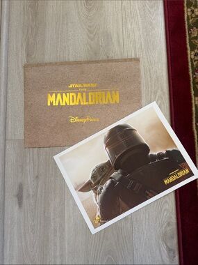 Disney The Mandalorian Brown Doormat with Gold Logo and Matching Art Print